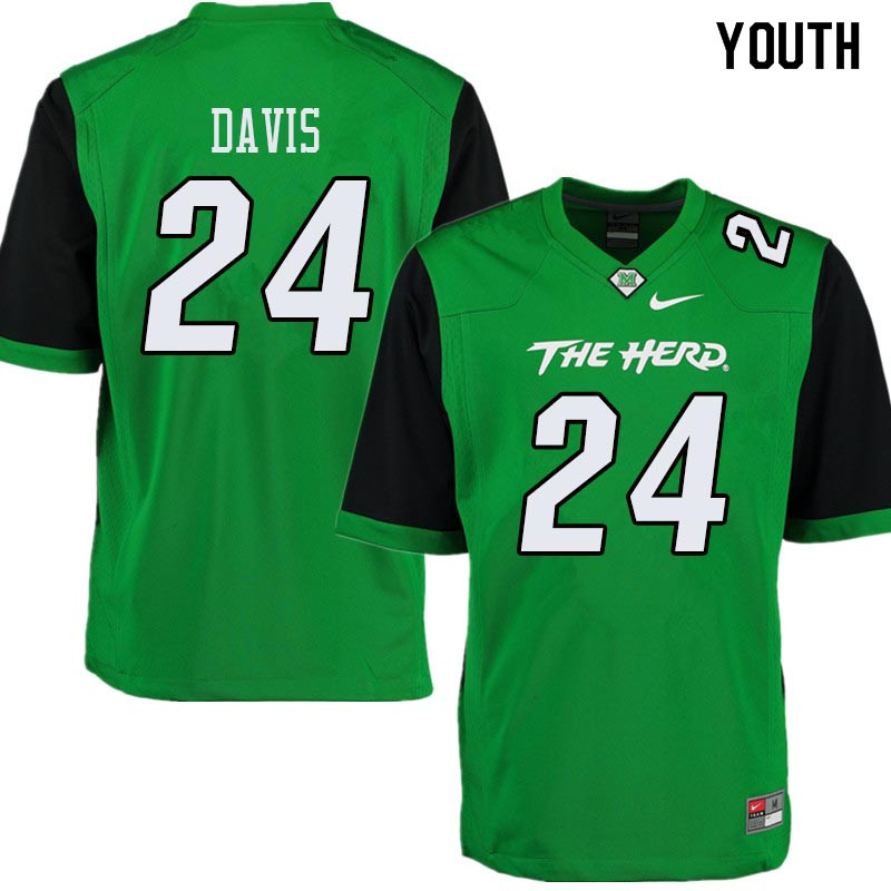 Youth #24 Keion Davis Marshall Thundering Herd College Football Jerseys Sale-Green